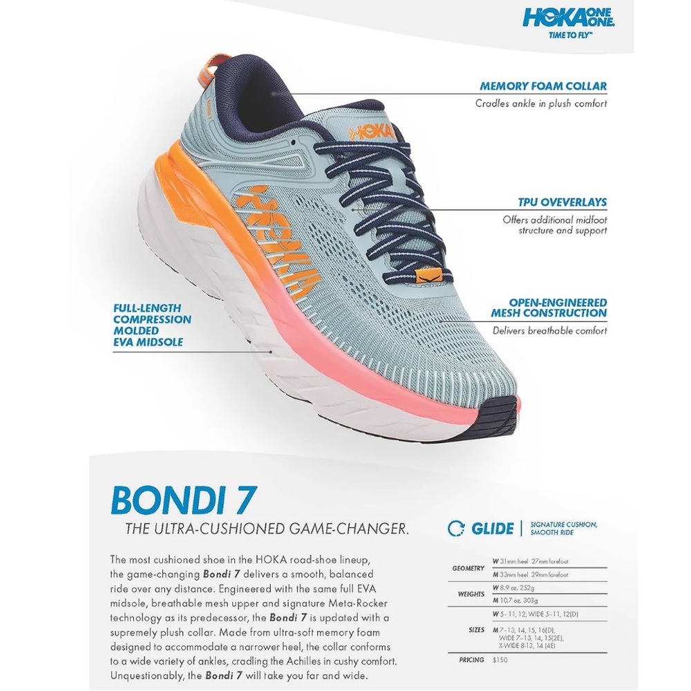 Hoka One One Women’s Bondi 7 Wide Running Shoe in Lunar Rock/Black Iris Mesh - Picture 13 of 13